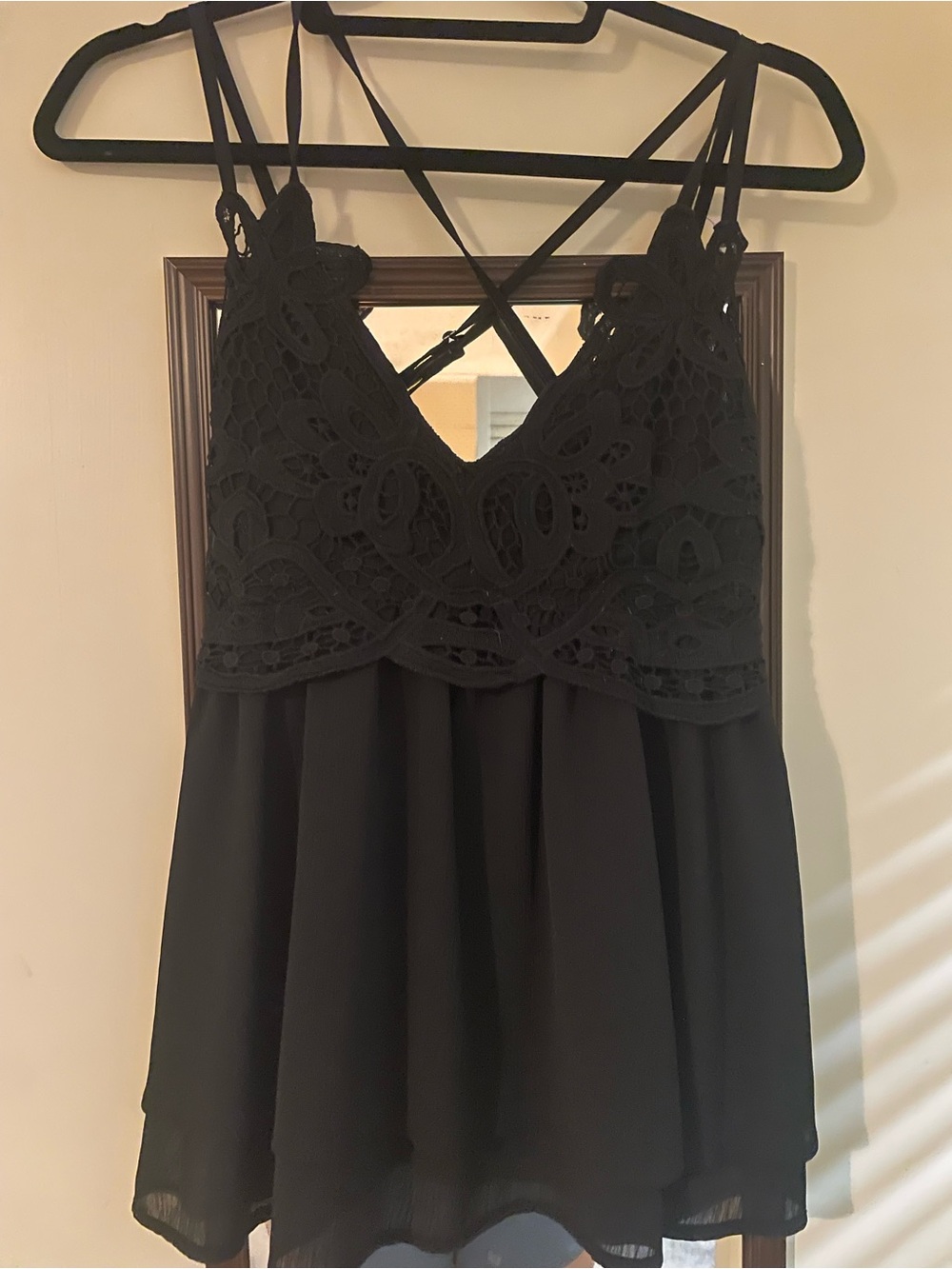 Black Lace-Trim Cami Top - Women